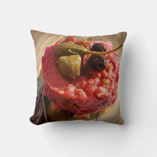 Tuscan Tartare Throw Pillow: Culinary Chic Décor Pillow