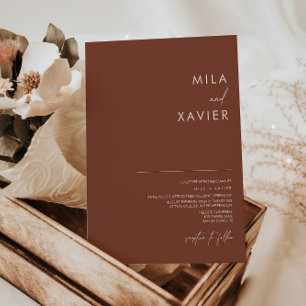 Tuscan Terracotta Modern Minimal Wedding Invitation