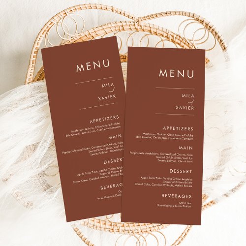 Tuscan Terracotta  Modern Minimal Wedding Menu