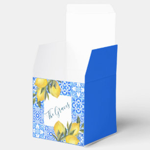 Tuscan Tile Watercolor with Lemon  Favor Boxes