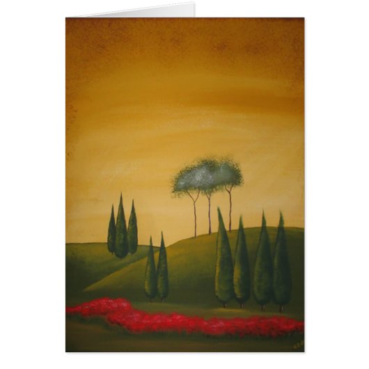 Tuscan Trees and Poppies Cards (Front)
