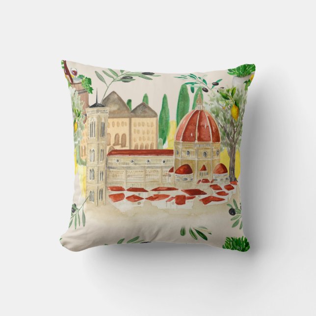 Tuscan,Tuscany,Italy,olives,lemons, citrus   Throw Pillow (Front)