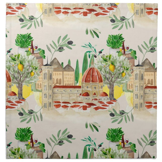Tuscan,Tuscany,Italy,olives,lemons,  Cloth Napkin (Front)