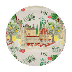 Tuscan,Tuscany,Italy,olives,lemons,tomatoes Cutting Board