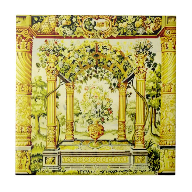 Tuscan View Grape and Vines Ceramic Tile (Front)