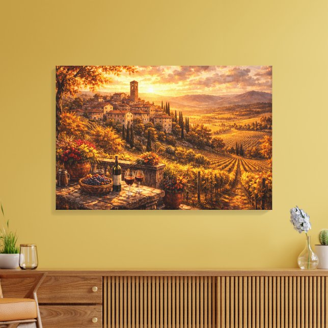 Tuscan Village Sunset Wine Vineyard Wall Art (Insitu(LivingRoom))