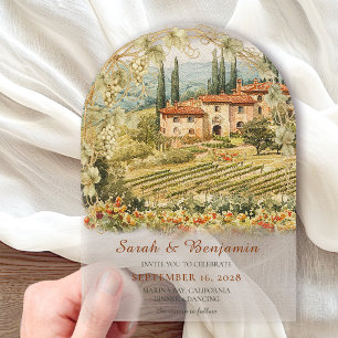 Tuscan Vineyard Arch Acrylic Wedding Invitation