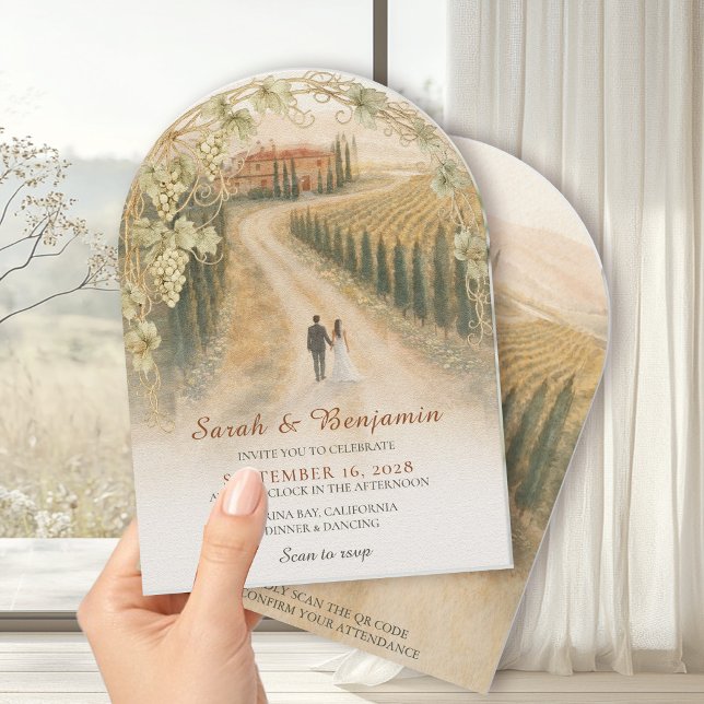Tuscan Vineyard Elegant Arch Wedding  Invitation (Creator Uploaded)