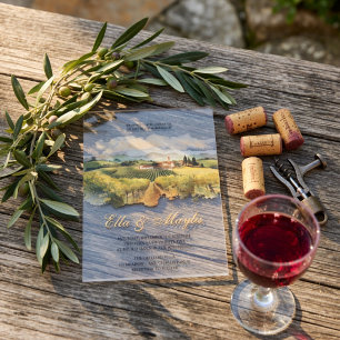 Tuscan Vineyard Italian Countryside Landscape Acrylic Invitations