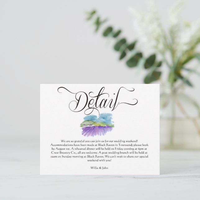Tuscan Vineyard wedding Details Card (Standing Front)