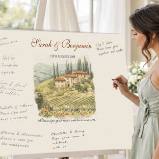 Tuscan Vineyard  Wedding Guest Book Alternative Foam Board