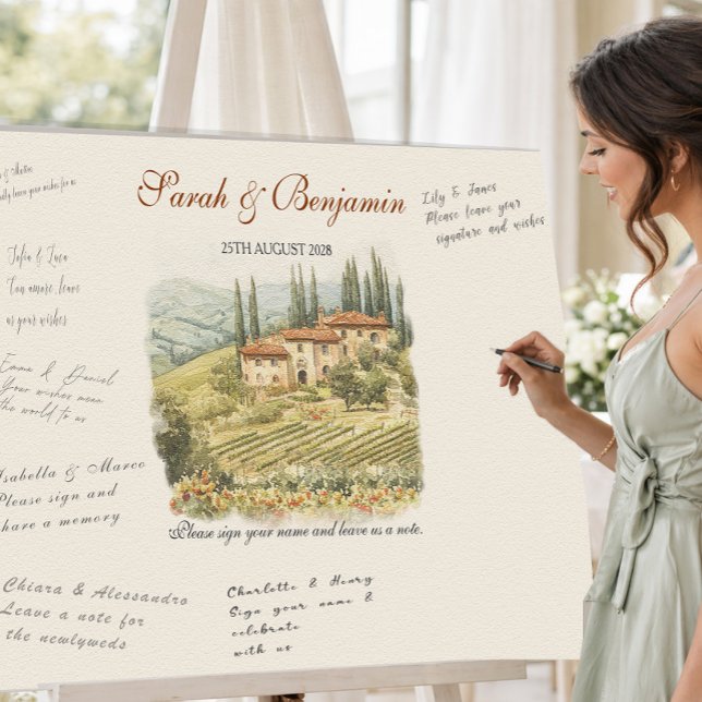 Tuscan Vineyard  Wedding Guest Book Alternative Foam Board (Creator Uploaded)
