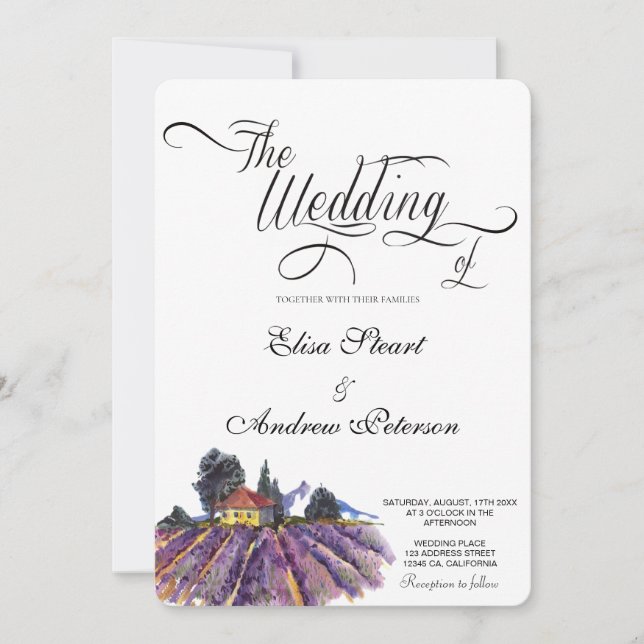 Tuscan Vineyard wedding Invitation (Front)