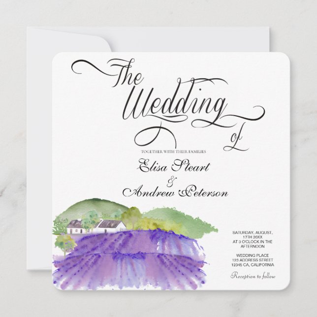 Tuscan Vineyard wedding Invitation (Front)