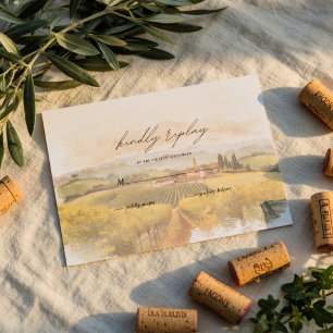 Tuscan Vineyard Wedding Italian Countryside RSVP Card