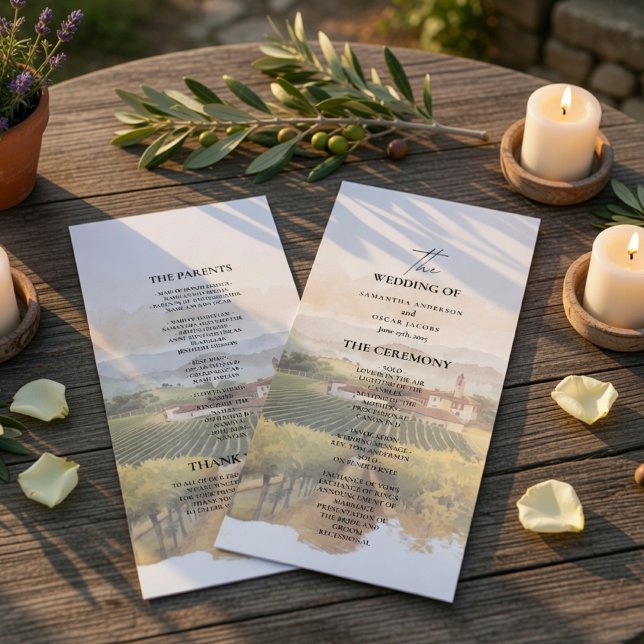 Tuscan Vineyard Wedding Program | Italian  (Creator Uploaded)