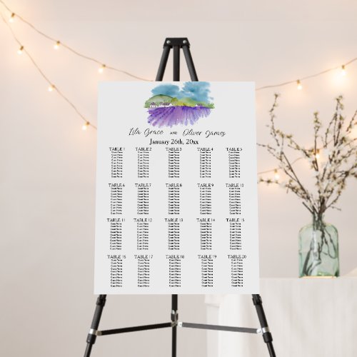 Tuscan Vineyard Wedding Seating Chart Foam Board