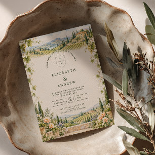 Tuscan Vineyard Wedding Spring Florals Invitation