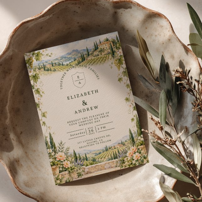 Tuscan Vineyard Wedding Spring Florals Invitation (Creator Uploaded)