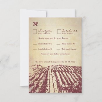 Tuscan Vintage Winery Vineyard Wedding Rsvp Cards by natureprints at Zazzle
