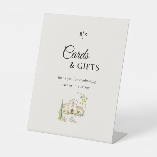 Tuscan Wedding Cards & Gifts Pedestal Sign (Front)