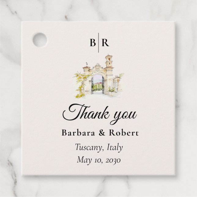 Tuscan Wedding Thank You Favor Tags (Front)
