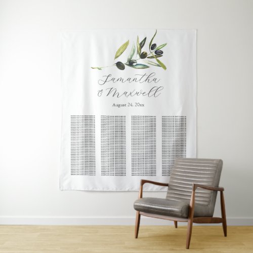 Tuscan Wedding Welcome Sign Seating Chart Tapestry