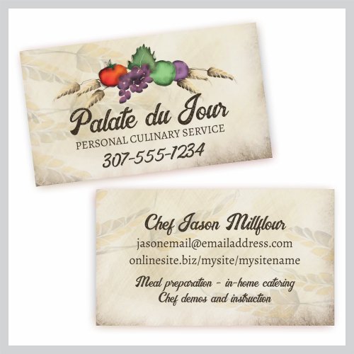 Tuscan wheat fruit cooking business card