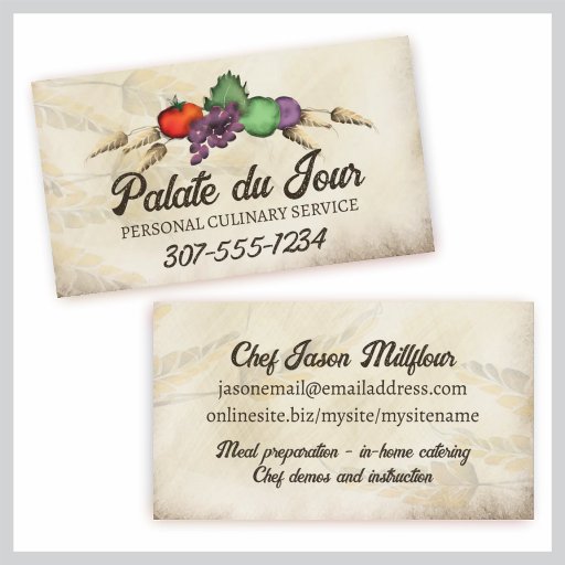 Customizable Tuscan wheat fruit cooking business card