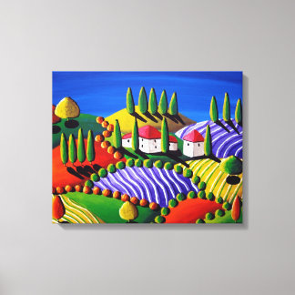 Tuscan Whimsical Landscape  Folk Art Canvas Print