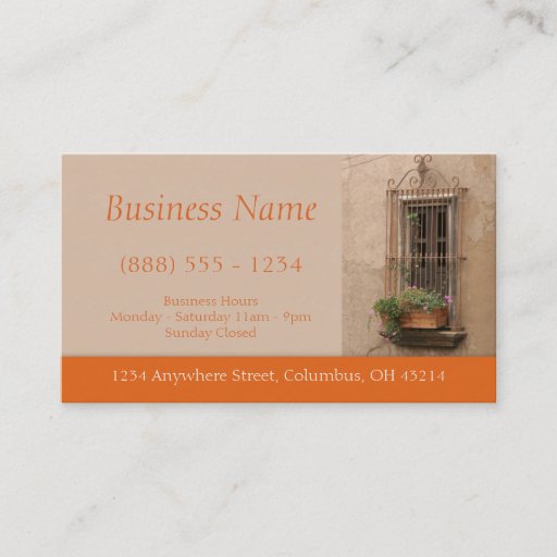 Customizable Tuscan Window Business Cards