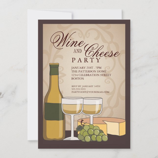 Tuscan Wine & Cheese Tasting Party Invitation (Front)