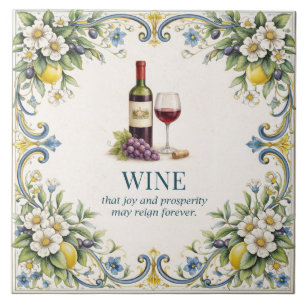 Tuscan Wine Kitchen Blessing Mediterranean Ceramic Tile