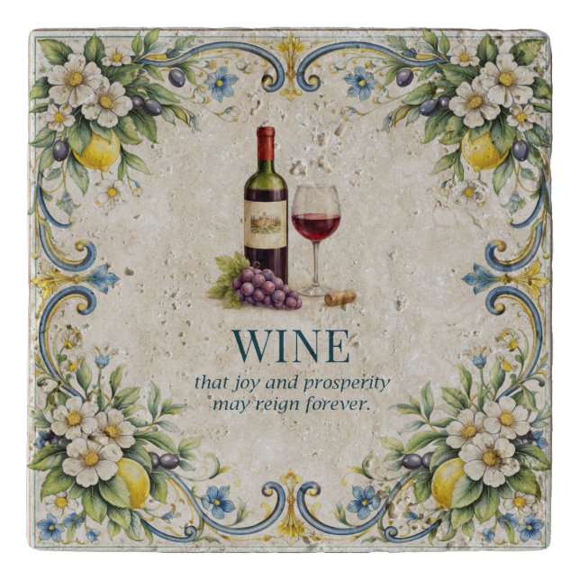 Tuscan Wine Kitchen Blessing Mediterranean Trivet (Front)