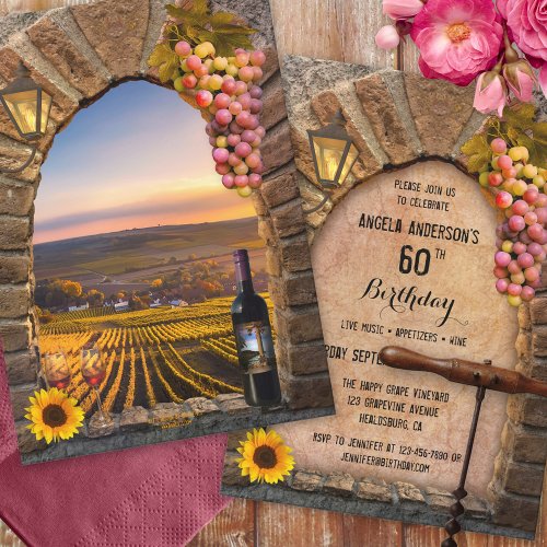 Tuscan Wine Themed Birthday Party Invitation