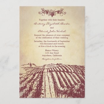 Tuscan Wine Winery Vineyard Wedding Invitations by natureprints at Zazzle