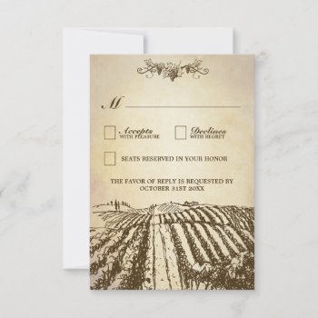 Tuscan Winery Rustic Vineyard Wedding Rsvp Cards by natureprints at Zazzle