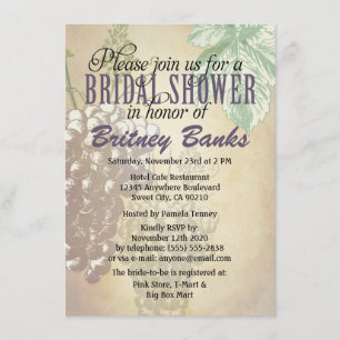 Tuscan Winery Vineyard Bridal Shower Invitations