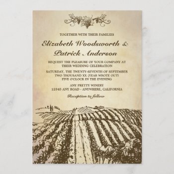 Tuscan Winery Vintage Vineyard Wedding Invitations by natureprints at Zazzle