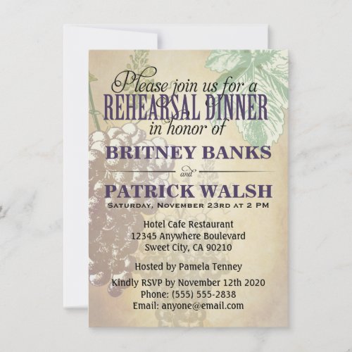 Tuscan Winery Wedding Rehearsal Dinner Invitations