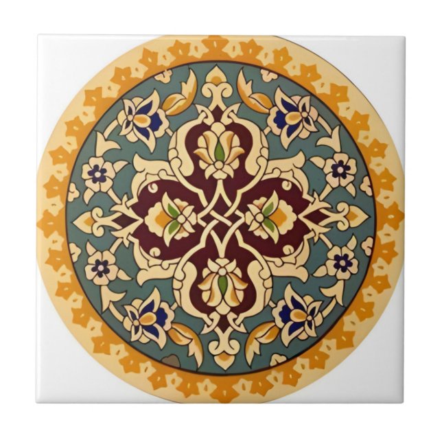 tuscan yellow green flower pattern tiles (Front)
