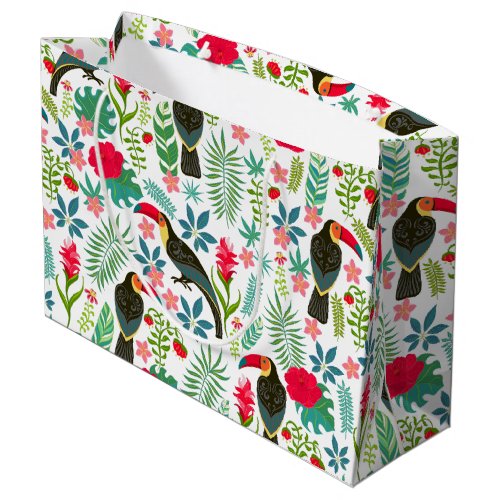 Tuscans and colorful tropical flowers pattern large gift bag