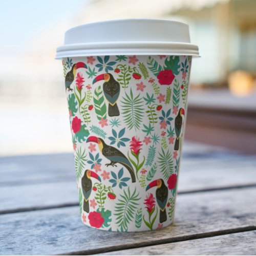 Tuscans and colorful tropical flowers pattern paper cups