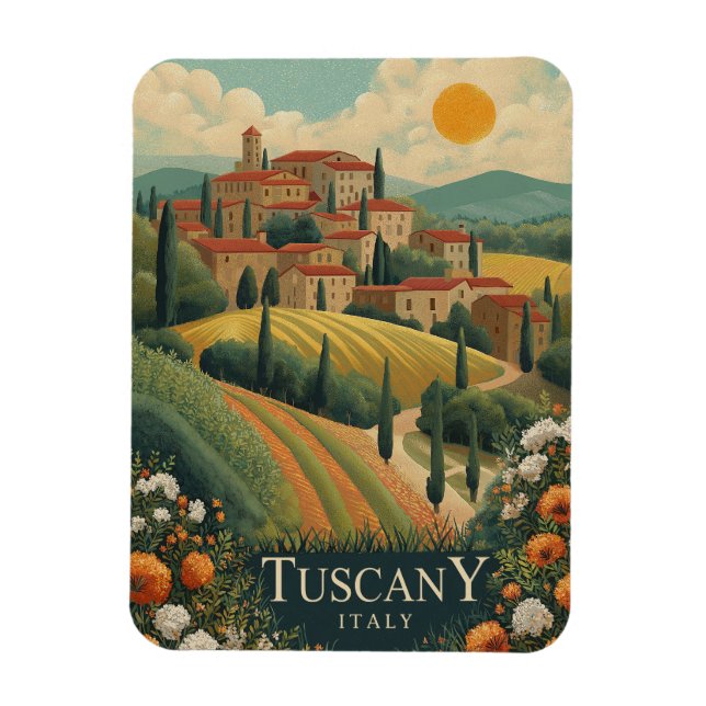 Tuscany at Sunset - Italy Travel  Magnet (Vertical)