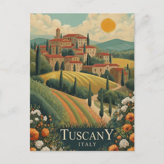 Tuscany at Sunset - Italy Travel  Postcard (Front)