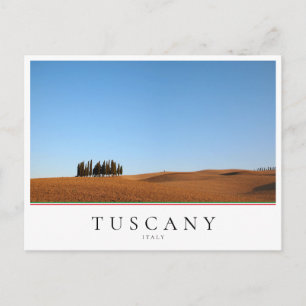 Tuscany autumn landscape with cypresses postcard