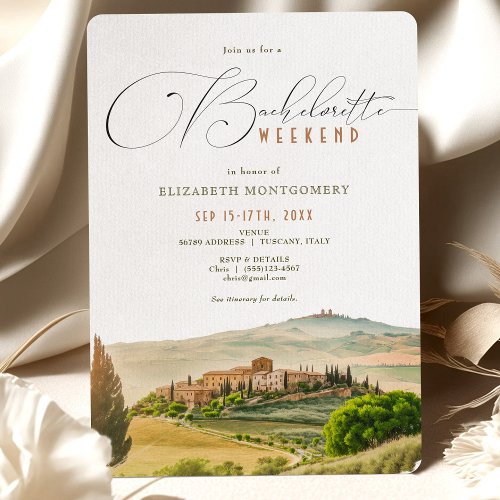 Tuscany Bachelorette Weekend Travel Itinerary Invitation