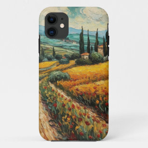 Tuscany countryside Italy van Gogh style iPhone 11 Case