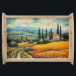 Tuscany countryside Italy van Gogh style Serving Tray<br><div class="desc">a beautiful painting in van Gogh style of the Tuscany countryside in Italy</div>