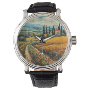 Tuscany countryside Italy van Gogh style Watch